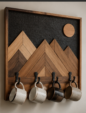 Mountain inlay mug holder design concept